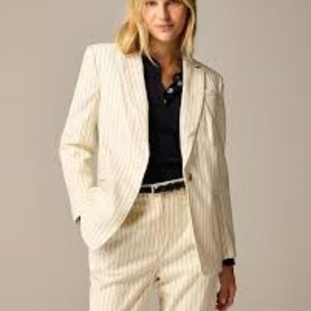 Jcrew Blazer in ivory pinstripe Italian wool blend, NWT, size 18
